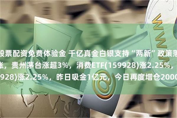 股票配资免费体验金 千亿真金白银支持“两新”政策落实，消费板块全线上涨，贵州茅台涨超3%，消费ETF(159928)涨2.25%，昨日吸金1亿元，今日再度增仓2000万份