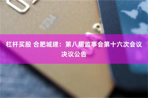 杠杆买股 合肥城建：第八届监事会第十六次会议决议公告