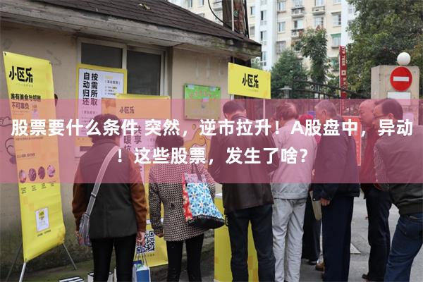 股票要什么条件 突然，逆市拉升！A股盘中，异动！这些股票，发生了啥？