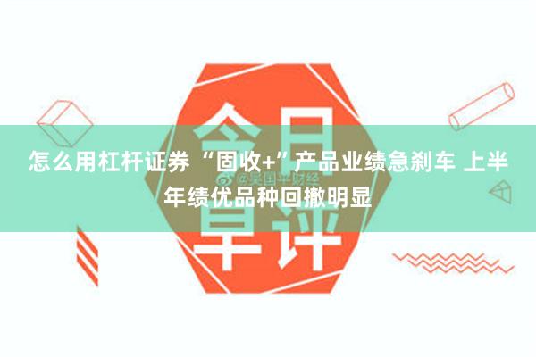 怎么用杠杆证券 “固收+”产品业绩急刹车 上半年绩优品种回撤明显