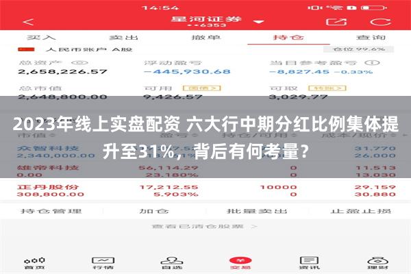 2023年线上实盘配资 六大行中期分红比例集体提升至31%，背后有何考量？